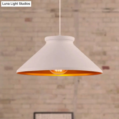 Vintage Style Pendant Light With Metal Shade | 1 Bulb Suspension Lighting For Dining Room In