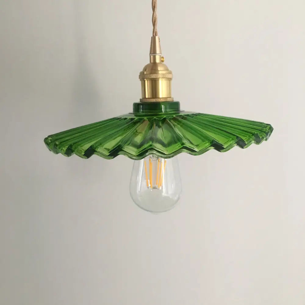 Vintage Style Single-Bulb Hanging Lamp: Textured Glass Pendant In Gold - Elegant Lighting Fixture /