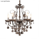 Vintage Style Smoke Gray Crystal Chandelier Light - Pendant Lighting For Dining Room 3/5 Candle