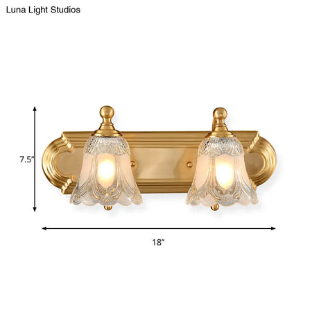 Vintage Style Vanity Sconce Light With Clear Glass Shade Golden Wall Lighting For Bathroom - 2/3
