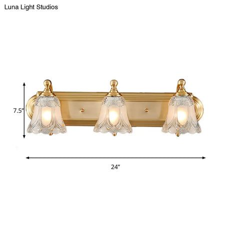 Vintage Style Vanity Sconce Light With Clear Glass Shade Golden Wall Lighting For Bathroom - 2/3
