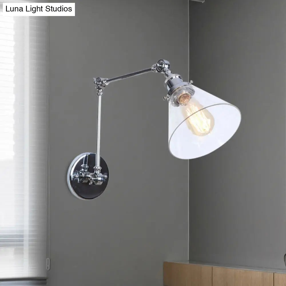 Vintage Style Wall Sconce With Clear Glass And Satin Brass Chrome Or Antique Finish - Perfect For