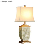 Vintage Style White Fabric Table Lamp With Flared Shade - Perfect For Guest Room Décor