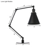 Vintage Stylish Conical Table Lamp With Metallic Shade Ideal For Study Rooms - 1 Head Black/Brass