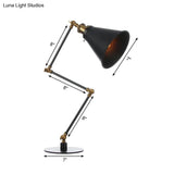 Vintage Stylish Conical Table Lamp With Metallic Shade Ideal For Study Rooms - 1 Head Black/Brass
