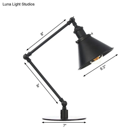 Vintage Stylish Conical Table Lamp With Metallic Shade Ideal For Study Rooms - 1 Head Black/Brass