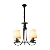 Vintage Tapered Drum Chandelier Pendant Light - Black Fabric For Living Room 4 /