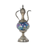 Vintage Teapot Night Table Lamp - Pink/Purple/Blue Stained Glass Bedroom Nightstand Light