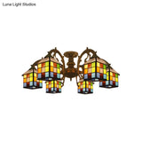 Vintage Tiffany Stained Glass Chandelier For Restaurant & Library - 3/5/6 Lights