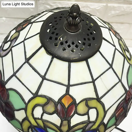 Vintage Tiffany Stained Glass Desk Lamp - Office Umbrella Style Brown