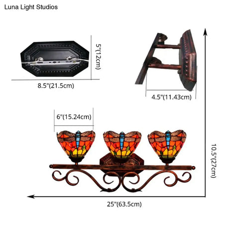 Vintage Tiffany-Style Dragonfly Vanity Lights: Colorful Over-Mirror Fixtures