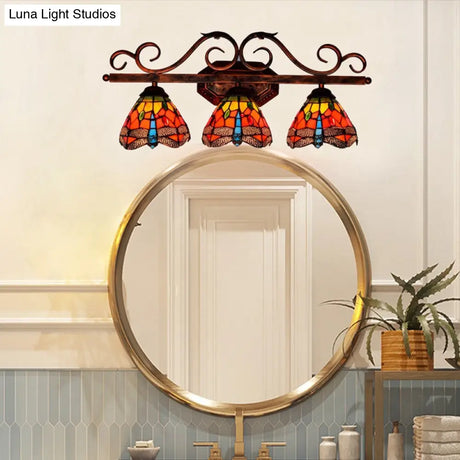 Vintage Tiffany-Style Dragonfly Vanity Lights: Colorful Over-Mirror Fixtures