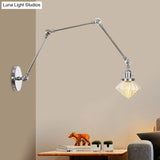 Vintage Wall Mounted Dining Room Sconce Light 1-Light With Glass Shade Adjustable Arm -