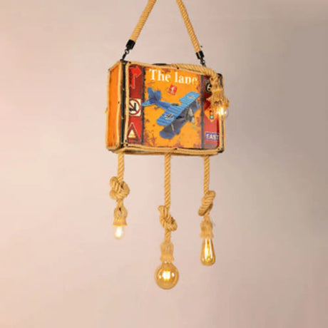 Vintage Wood Chandelier Pendant Light With Four Bulbs In Beige For Coffee Shop / D