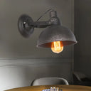 Vintage Wrought Iron Wall Sconce With Dome Bulb - Black/Rust Hallway Light Black