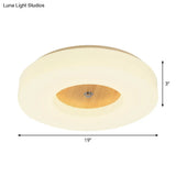 W Led Bedroom Ceiling Lamp With Hollow Drum Acrylic Shade - Modern White Flush Mount In