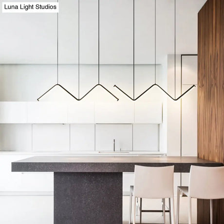 W-Shaped Led Pendant Light Fixture: Stylish Artistic Metal Island For Dining Room