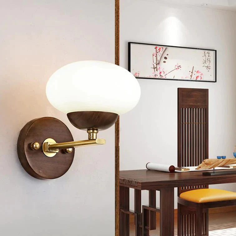 Walnuss Kreative Schlafzimmer Studie Gehweg Wandleuchten Einfache Holz Kupfer Wandleuchten