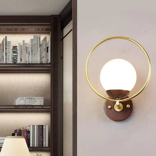 Walnuss Kreative Schlafzimmer Studie Gehweg Wandleuchten Einfache Holz Kupfer Wandleuchten