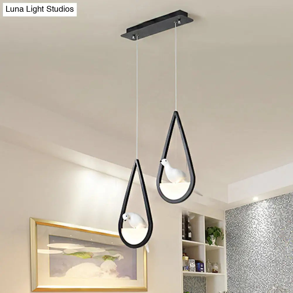 Waterdrop Acrylic Hanging Lamp: 1/2/3 Lights | Black/White Warm/White Light Dining Room Pendant