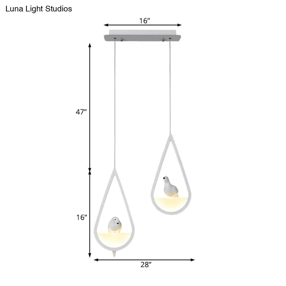 Waterdrop Pendant Lamp In Black/White - Acrylic Frame 1/2/3 Lights Dining Room Ceiling Lighting