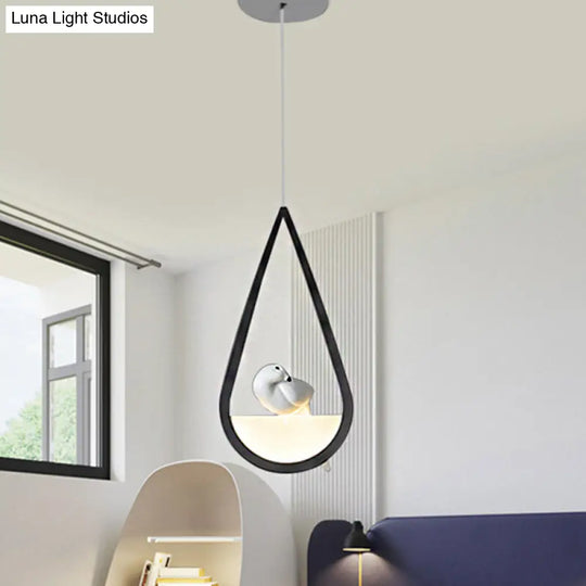 Waterdrop Pendant Lamp In Black/White - Acrylic Frame 1/2/3 Lights Dining Room Ceiling Lighting
