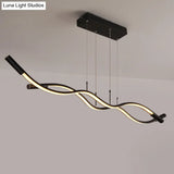 Wave Shaped Aluminum Pendant Lamp - Minimalistic Dining Room Island Lighting