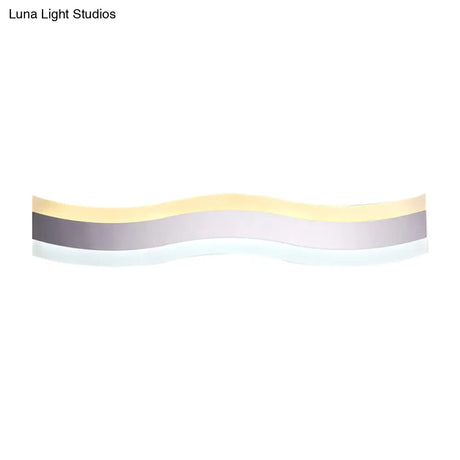 Wavy Led Vanity Mirror Light Single Acrylic Antifog Warm/White 16/19.5 Wide