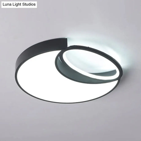 Waxing Moon & Oval Minimalist Led Flush Light - 18’/22’ Wide Acrylic Black Ceiling Flushmount