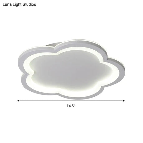White Acrylic Flower Led Flush Mount Ceiling Lamp - Perfect For Kid’s Bedroom