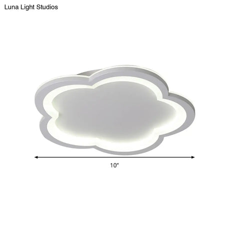 White Acrylic Flower Led Flush Mount Ceiling Lamp - Perfect For Kid’s Bedroom