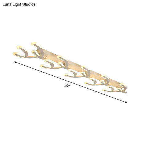White Acrylic Led Coral Flush Mount Lamp - Minimalist 4/5 - Head Ceiling Lighting For Living Room