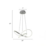 White Acrylic Led Cycle Chandelier Pendant For Dining Room - Decorative Ceiling Light / 20’