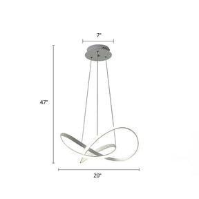 White Acrylic Led Cycle Chandelier Pendant For Dining Room - Decorative Ceiling Light / 20’