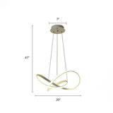 White Acrylic Led Cycle Chandelier Pendant For Dining Room - Decorative Ceiling Light / 20’