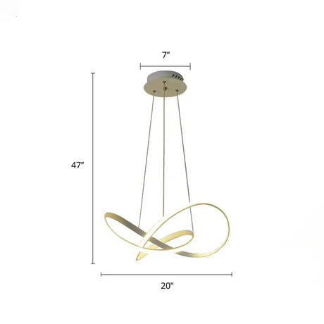 White Acrylic Led Cycle Chandelier Pendant For Dining Room - Decorative Ceiling Light / 20’