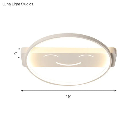 White Acrylic Smiling Face Ceiling Lamp: Contemporary Flush Mount Light For Dining Room