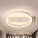 White Acrylic Smiling Face Ceiling Lamp: Contemporary Flush Mount Light For Dining Room / Warm