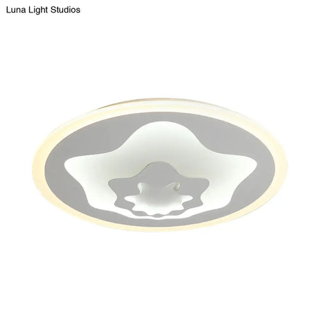 White Acrylic Star Flushmount Light: Cartoon Eye-Caring Led Ceiling Lamp For Girls Bedroom