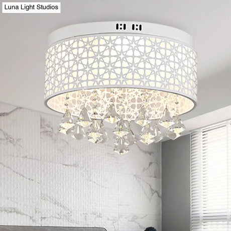 White Angel/Crystal Bead Flush Mount Led Bedroom Light - Simple Metal Design Multiple Sizes