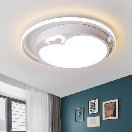 White Apple Ceiling Flush Light - Nordic Led Acrylic Mount In Warm/White /