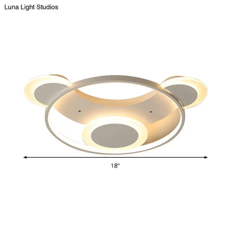 White Bear Face Kindergarten Ceiling Light - Acrylic Animal Lamp
