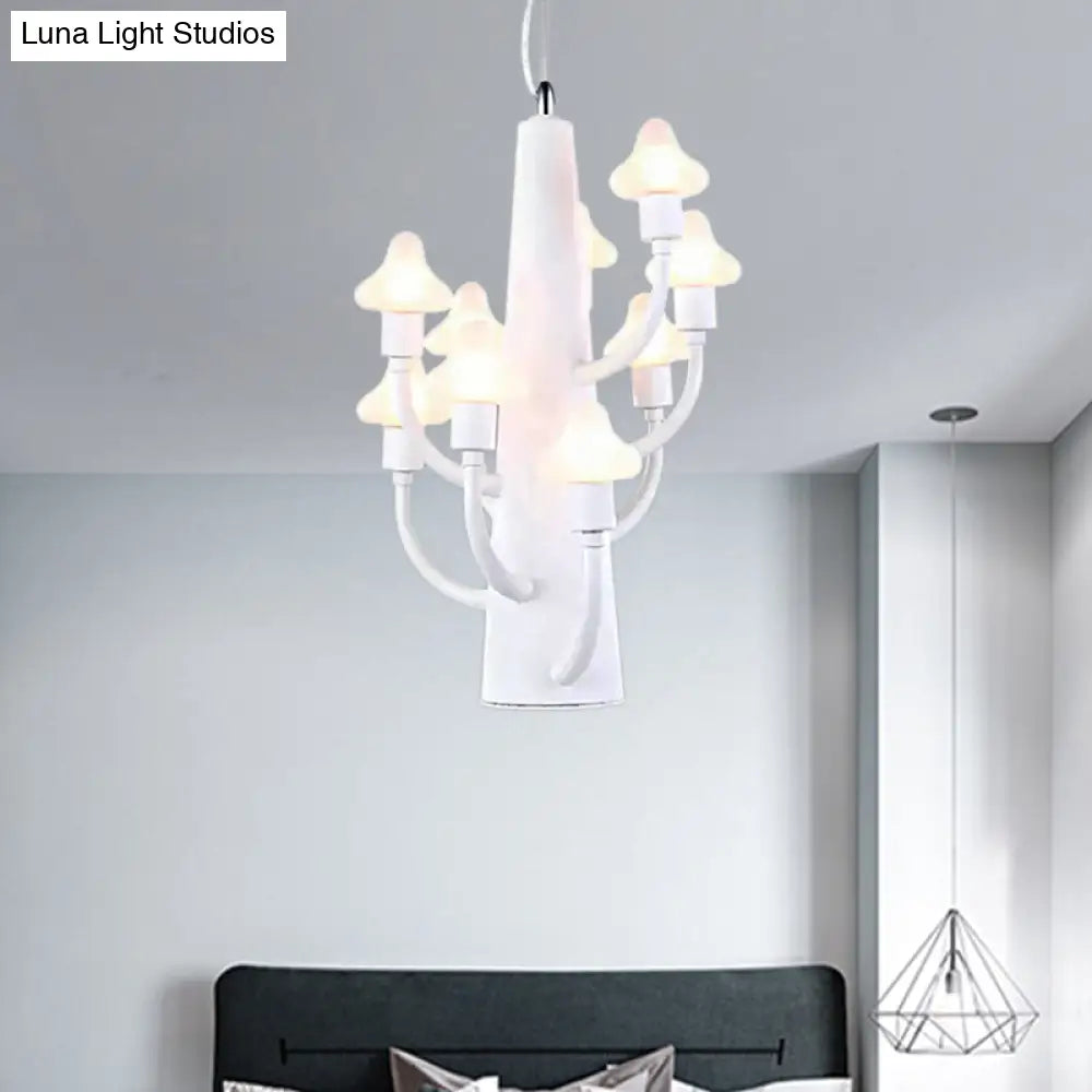 White Branch Pendant Light With Kids Metal Hanging Mushroom For Restaurant Bedroom