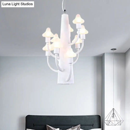 White Branch Pendant Light With Kids Metal Hanging Mushroom For Restaurant Bedroom