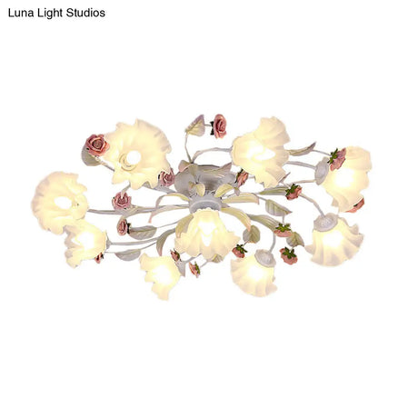White Ceiling Mount Light Fixture With 4/6/7 Metal Lights - Perfect For Living Room