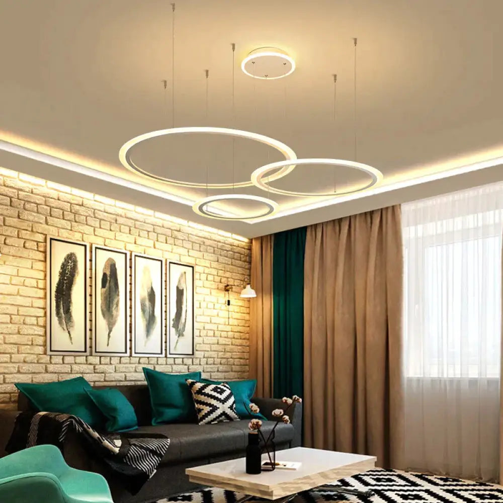 White Circle Modern Led Pendant Light For Kitchen Dining Room Living Room Luminaires Acrylic Hanging Ceiling Mount