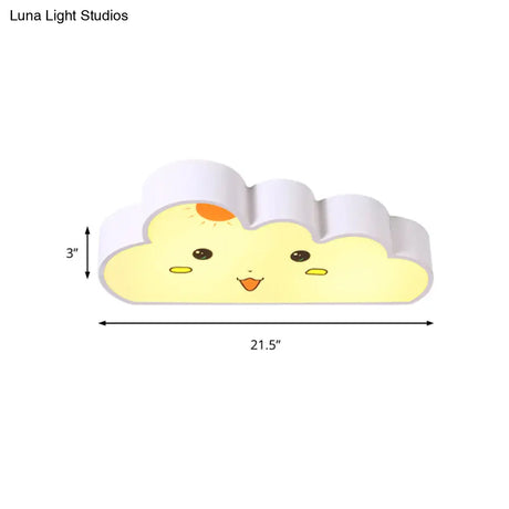 White Cloud Ceiling Light For Baby Bedroom - Metal & Acrylic Flush Mount Kids