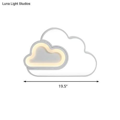 White Cloud Led Ceiling Light For Kid’s Bedroom - Contemporary Acrylic Lamp