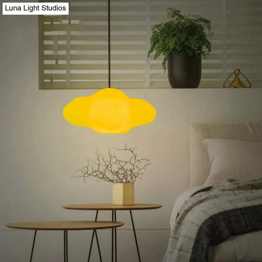 Modern White Cloud Pendant Light For Bedroom - Warm/White Led Pe Material 1-Light /