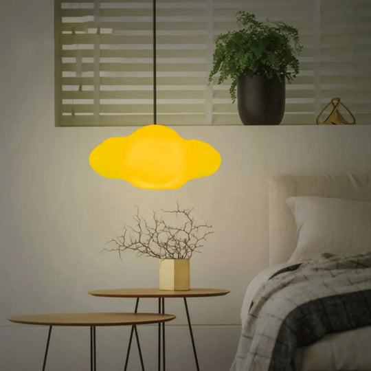 White Cloud Pendant Light - Modern Pe 1-Light Hanging In Warm/White For Bedroom /